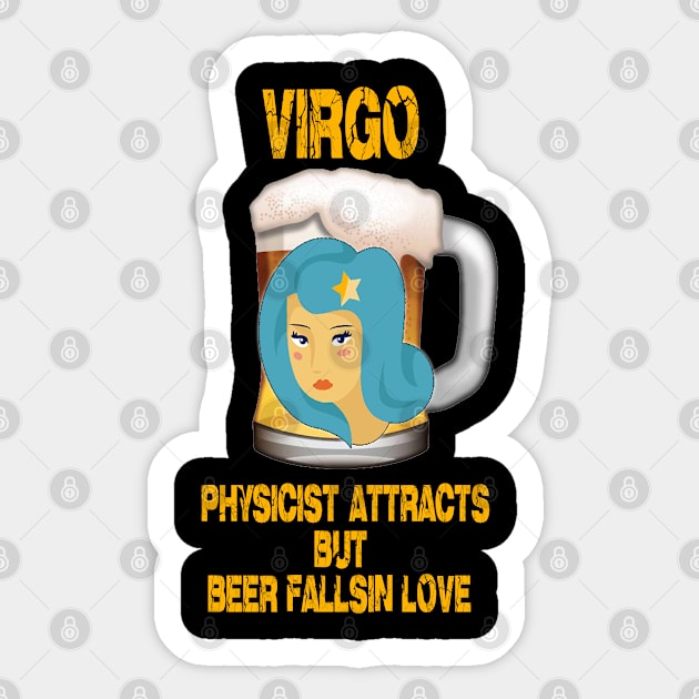 Virgo Sign Funny Beer T-Shirt Sticker by Cervezas del Zodiaco